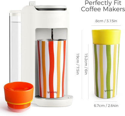 Travel Coffee Mug with 360° Lid,12 oz One-Hand Open/Close 360° All-Round Drinking Spout Travel Cup,Leak Spill Proof Vacuum Insulated Stainless Steel Silicone Bottom Coffee Tumbler for Hot Cold Orange