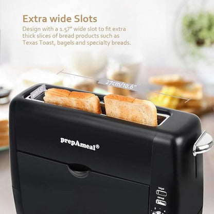 Long Slot Toaster 2 Slice Toaster with 6 Shade Settings, Bagel/Cancel, Extra Wide Slots, Removable Crumb Tray, for Bagels, Waffles, Breads, Puff Pastry, Snacks (2-Slice, Black)
