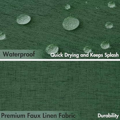 MIULEE 72"x84" Extra Long Scalloped Linen Shower Curtain Dark Green
