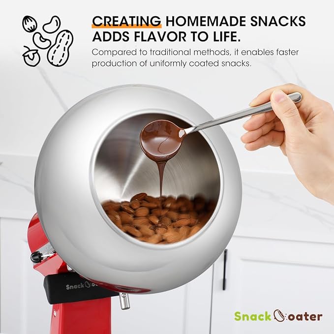 Aieve Snack Coater Compatible with KitchenAid Tilt-Head Stand Mixer, Chocolate Coating Attachment for Freeze-Dried Strawberries,Almonds,Pistachios & Nuts, Home & Commercial Use,Gift for Father's Day