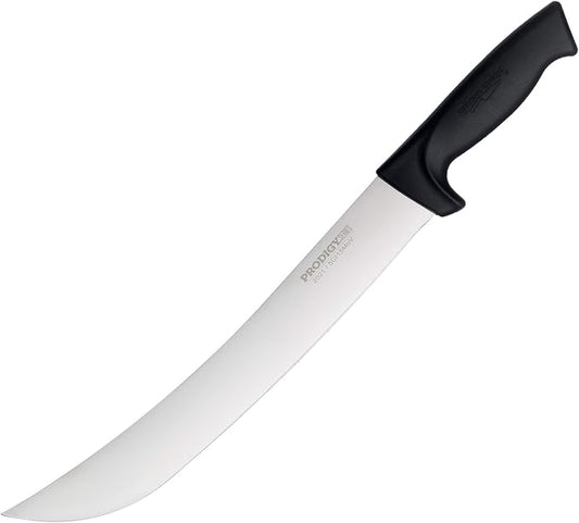 Ergo Chef Prodigy Series 12-Inch Cimeter Breaking Knife - High Carbon Stainless Steel Butcher Knife with Curved Blade, Ergonomic Non-Slip Handle, Black