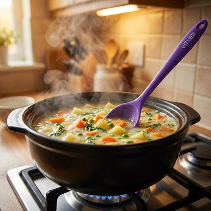 5PCS Silicone Serving Spoons Set, Vituer Heat Resistant Kitchen Spoons for Cooking, Mixing, Stirring and Serving, Dishwasher Safe (5 Pack, Multicolor)
