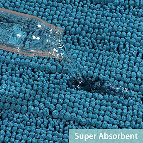 Turquoize Bathroom Rug Set, 2 Piece Soft Absorbent Chenille Bath Rug Set