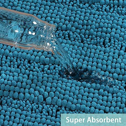 Turquoize Bathroom Rug Set, 2 Piece Soft Absorbent Chenille Bath Rug Set