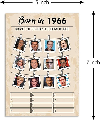 QUPT 60th Birthday Party Games, Set of 2 Activities for 15 Guests, Born in 1966 Games Bundle, Birthday Party Supplies for Adults, Pack of 30 Cards