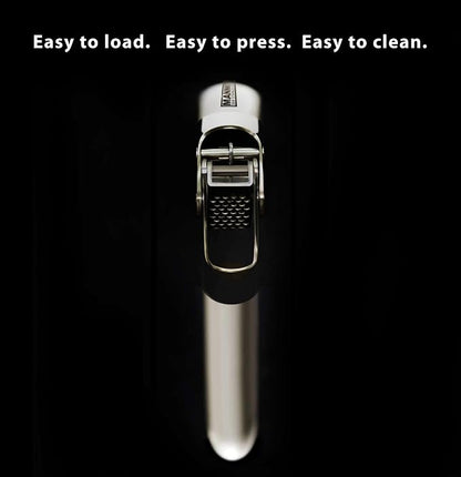 MANNKITCHEN Stainless Steel Garlic Press, Heavy Duty Professional Grade Double Lever-Assisted Garlic Mincer with High Capacity Reservoir - Easy to Clean and Rust Free Garlic Crusher