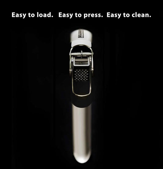 MANNKITCHEN Stainless Steel Garlic Press, Heavy Duty Professional Grade Double Lever-Assisted Garlic Mincer with High Capacity Reservoir - Easy to Clean and Rust Free Garlic Crusher