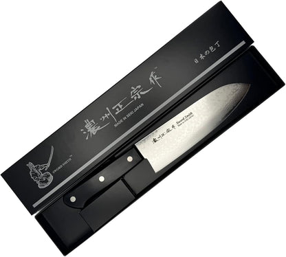 SATAKE CUTLERY Santoku Knife 170mm – VG10 Core 37-Layer Damascus, No-Bolster Japanese Kitchen Knife | Pakkawood Handle, Full Tang | 15-Degree Edge, Made in Japan