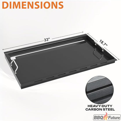 Full Size Griddle Insert for Weber Genesis II 400 Series Gas Grills, 6789 Flat Top Grill Griddle with Handles for Weber GS4 Genesis II E410 Genesis II LX 440 Series Gas Grill, Carbon steel, Black
