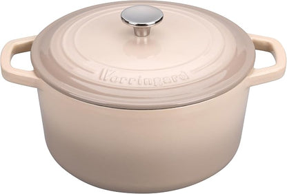 VORRINGARD Enameled Cast Iron Dutch Oven Pot with Lid, for Bread Baking, Round Bread Oven- include Sourdough Bread Baking Supplies Set, 4.5QT, Latte