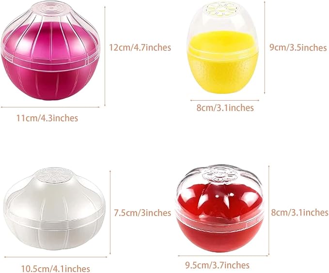 4PCS Lemon, Garlic, Tomato and Onion Storage Containers with Peeler, Freshness Keepers for Onion, Tomato, Garlic and Lemon, Ideal for Fridge Vegetable Crisper, Keeps Food Fresh Longer