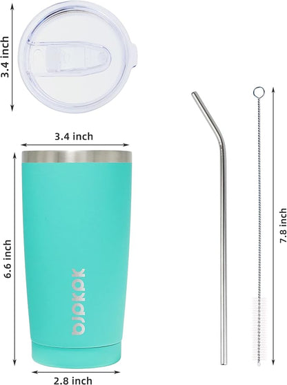 BJPKPK Tumbler With Lid And Straw 20 oz Insulated Tumblers Thermal Cup For Hot And Cold Drinks,Turquoise
