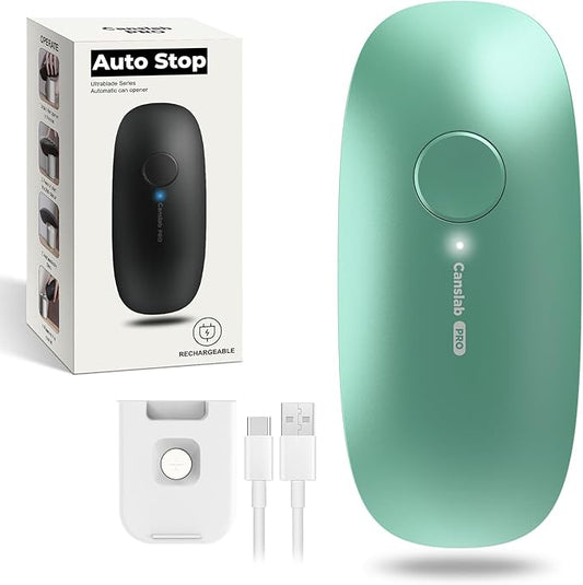 Canslab Ultrablade PRO Auto Stop USB Rechargeable Can Opener for Kitchen for Seniors with Arthritis, Long Battery Life, Handfree One Touch, Side Cut for Smooth Edge, Wall Mounted Small Size, Green