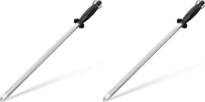 Utopia Kitchen Knife Sharpener Rod 12 Inch, Professional Honing Rod for Knife Sharpening with Hanging Hook, Black (Pack of 2)