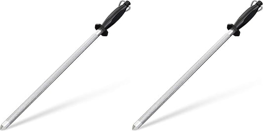 Utopia Kitchen Knife Sharpener Rod 12 Inch, Professional Honing Rod for Knife Sharpening with Hanging Hook, Black (Pack of 2)