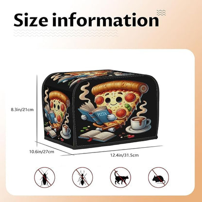 Toaster Cover 4 Slice Wide Slot Funny Pizza CoffeeBread Toaster Oven Dustproof Cover Small Appliance Kitchen Covers Dust and Fingerprint Protection for Women Gift 4 Slice