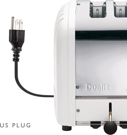 Dualit Classic 2 Slice NewGen Stainless Steel Toaster, White - Hand Built in the UK, Replaceable ProHeat® Elements – Slot Selector, Defrost Bread, Mechanical Timer-For Toast, Bagels & More