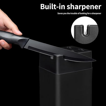 Kitchen Knife Set with Knife Block,7-Piece Kitchen Knife Block Set, Knife Set with Block with Built-In Sharpening Block,Dishwasher Safe