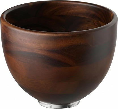 GVODE Premium Wooden Bowl for KitchenAid Mixer, Perfect Compatible with 4.5-5 Quart Tilt-Head Models (K45 KSM75 KSM150 KSM175), Natural Handcrafted Wooden Bowl with Stainless Steel Locking Base