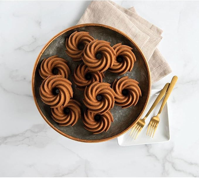 Nordic Ware Heritage Bundtlette Cakes, One Size, Gold (Pack of 3)