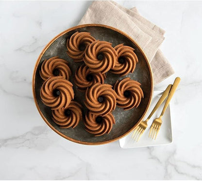 Nordic Ware Heritage Bundtlette Cakes, One Size, Gold (Pack of 3)