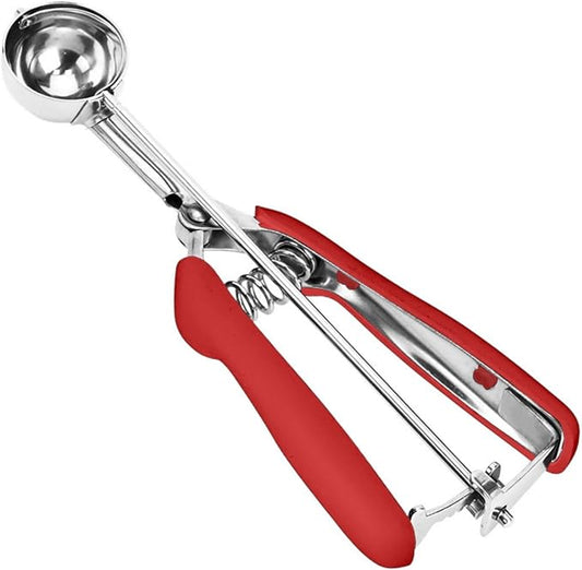 18/8 Stainless Steel Cookie Scoop, Cookie Scoops for Baking, 0.8Tbsp/2.5tsp/12.5ml/0.5oz Cookie Dough Scoop, Ice Cream Scooper with Trigger Release, Cookie Scooper for Baking(Red)