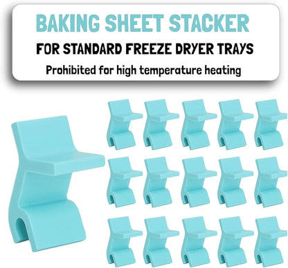 Baking Sheet Stacker, Pack of 16, Tray Stackers Stacking Holder Rack Kitchenwares Tray Stacker for Freeze Dryer Trays Kitchen Picnic BBQ (16, Cyan)