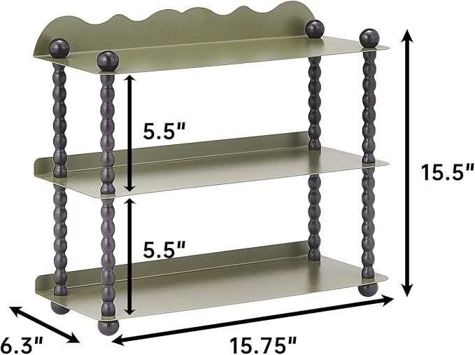 3-Tier Kitchen Countertop Organizer, Vintage Metal Spice Rack, Multi-Purpose Bathroom Counter Organizer, Rustic Countertop Storage Shelf for Mug, Cosmetics, Coffee Station and Vanity Decor