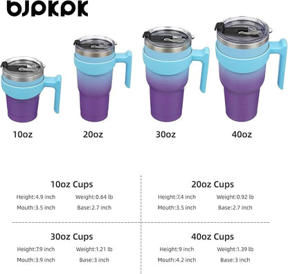 BJPKPK Tumbler With Handle 10oz Stainless Steel Insulated Tumbler With Lid And Straw For Water Or Ice Coffee,Ocean Dream