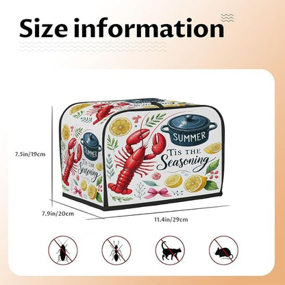 Toaster Cover 2 Slice Wide Slot Crayfish KitchenBread Toaster Oven Dustproof Cover Small Appliance Kitchen Covers Dust and Fingerprint Protection for Women Gift 2 Slice