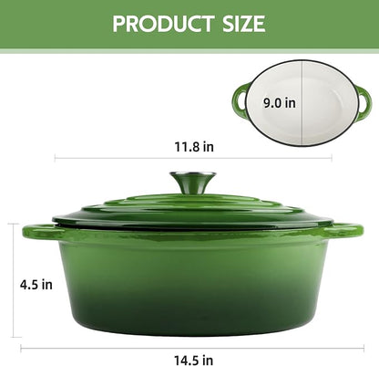 5.5 Quart Oval Enameled Cast Iron Dutch Oven Pot with Lid, Oven Safe up to 550° F & Dishwasher Safe, Sturdy Dutch Oven Cookware
