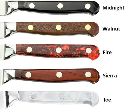 Lamson Premier Forged 6" Chef's Knife, Hi-Carbon Stainless Steel Blade, Triple Riveted for Balance, Ideal for Dicing, Slicing & Chopping, Kitchen Knives - Fire Handle