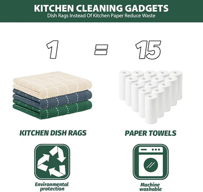 Nialnant 6 Pack Terry Kitchen Towels, Dish Cloths for Washing Dishes, 100% Cotton Reusable Cleaning Rag,Ultra Soft Absorbent, Quick Drying Dish Towels for Kitchen,12x12 Inches