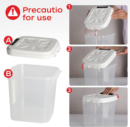 LivLab Mker 5 lbs Dog Food Storage Container with Lids Airtight Pet Food Container Cat Treat Container, Dry Pet Food Storage Bin for Cereal, Birds, Rice and Grain(6 lbs), White