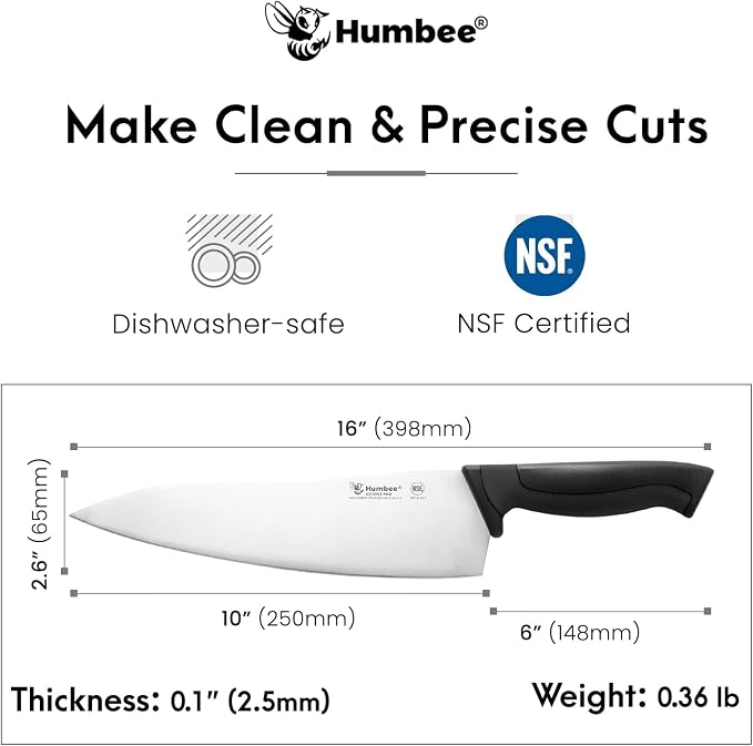 10-Inch Chef Knife, NSF Certified Razor-Sharp High Carbon Stainless Steel Blade – Ergonomic Color Coded Handle, Non-Slip Grip Kitchen Knife, DT-10 Series, Black