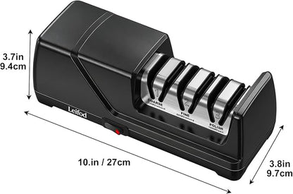 Electric Knife Sharpener, 3-Stage Kitchen Knife Sharpener with 15° Precision Angle Guide,100% Diamond Abrasives, Fast Sharpen Repair Polish Sharpener for Chef Knives Home Kitchen Beginner Use,Black