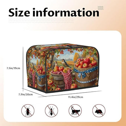 2 Slice Autumn Apple Pretty Toaster Cover Waterproof Dust Fingerprint Bread Machine Cover Washable Kitchen Appliance Protector For Home Kitchen Bakeware Table Decor Women Gifts
