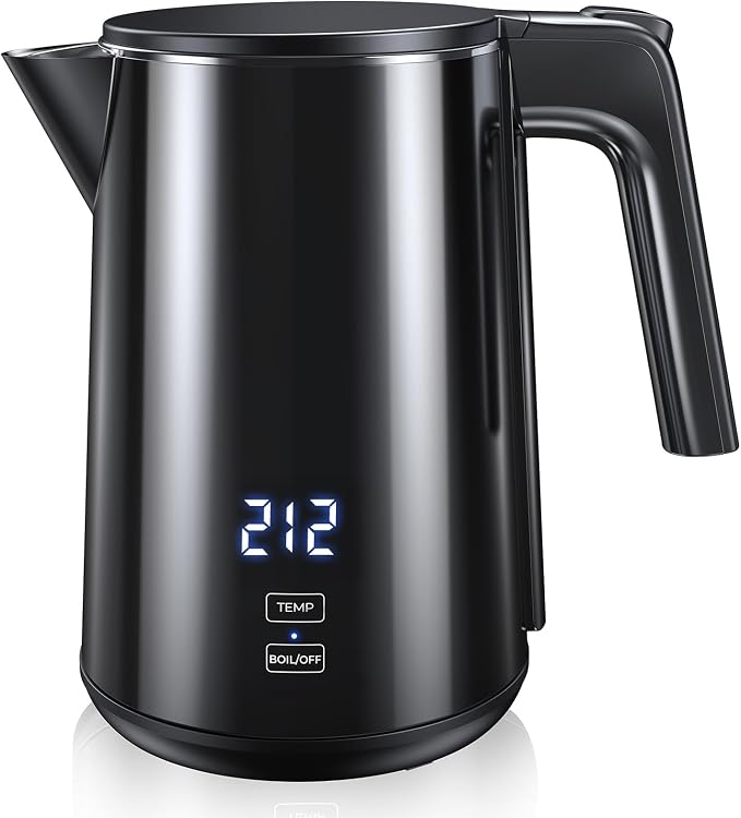 Electric Kettle with Digital Display & Temperature Control, 1.0L Stainless Steel Water Boiler, 1200W Fast Boiling, 4H Keep Warm, BPA-Free Auto Shut-Off, Tea Coffee Kettle for Home Office 120V, White
