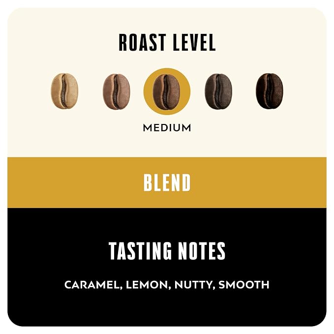 BLK & Bold Whole Bean Coffee, Rise & GRND Medium Roast, Coffee Beans, Toffee Lemon Nutty Notes, Fresh Roasted Coffee for Drip, French Press, Cold Brew & Espresso, 12 oz Bags (2 Pack)