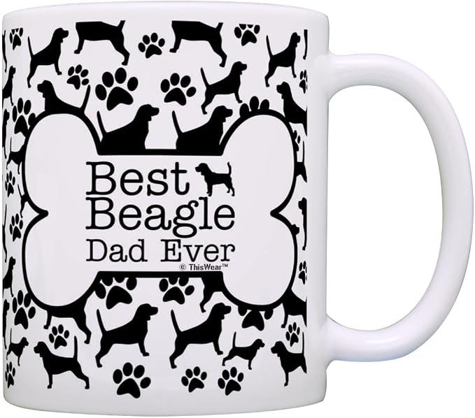 ThisWear Dog Owner Gifts Best Beagle Dad Ever Paw Pattern Gift 11oz 11oz Ceramic Coffee Mug with Handle