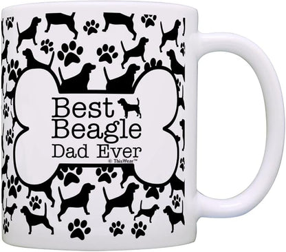 ThisWear Dog Owner Gifts Best Beagle Dad Ever Paw Pattern Gift 11oz 11oz Ceramic Coffee Mug with Handle