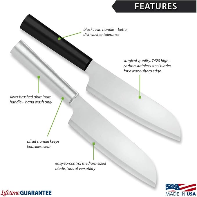 Rada Cutlery Cook’s Knife (W234), 6.25" Stainless Steel Blade, Black Handle, Pack of 6