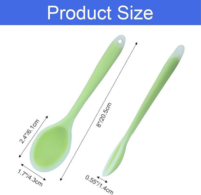 Zorfeter 4 Pcs Small Silicone Spoons, Nonstick Kitchen Spoon Heat Resistant Stirring Serving Spoon for Kitchen Cooking Baking Mixing Tools(Transparent Purple+Orange+Red+Green)