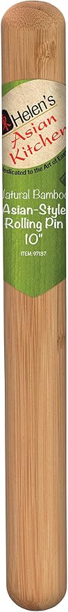 Helen's Asian Kitchen Dumpling Rolling Pin 10-Inches Natural Bamboo