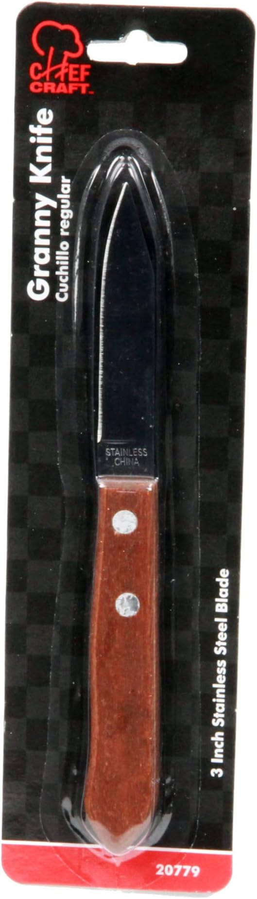 Chef Craft Select Stainless Steel Granny Knife, 6.75 inches in Length 3 inch Blade, Wood Handle (Pack of 2)