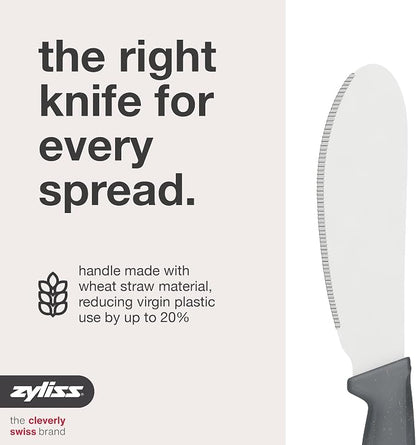 Zyliss Sandwich Knife & Condiment Spreader - Sandwich Spreader for Butter, Cream Cheese, & Jellies - Ergonomic Stainless Steel Spreading - Butter Spread for Bagels & Toast - Gray 4.7"