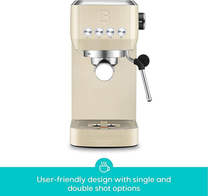 CASABREWS 3700 Essential Espresso Machine 20 Bar, Stainless Steel Coffee Maker with Steam Milk Frother, Espresso Coffee Machine Cappuccino Latte Machine with 43.9oz Removable Water Tank, Creamy