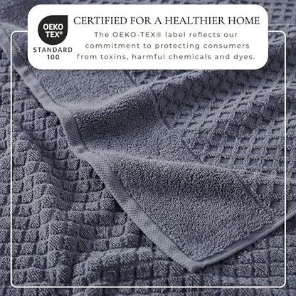 Great Bay Home Bath Towels - 100% Cotton 6 Piece Towel Set - Diamond Waffle Weave - Absorbent, Durable, Quick-Dry Towels for Bathroom (Chambray Blue)