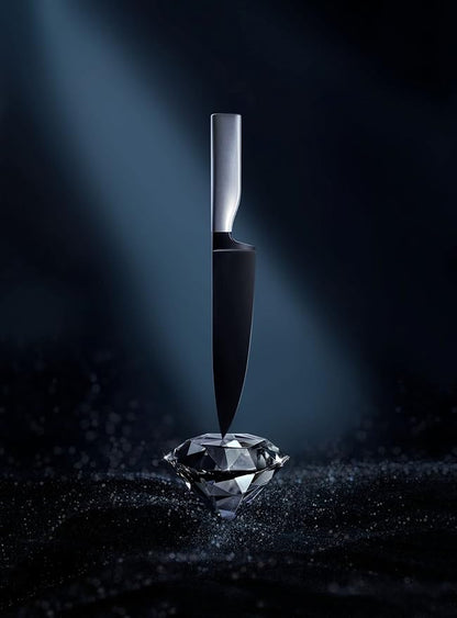 WMF Ultimate Black Santoku Knives 32 cm, Made in Germany, Kitchen Knife Durable Sharp, Diamond Cut, Blade 18.5 cm, Everlasting Sharpness, Safe Finger Protection, Ergonomic Handle
