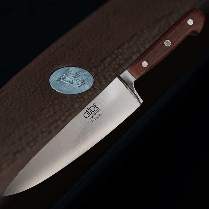 Güde Gude Franz Series Hand Forged Ice Hardened Steel Chef's Knife 8-in, Plumwood Handle, Made in Solingen, Germany Since 1910